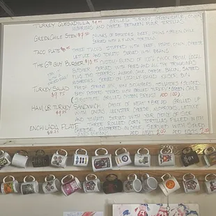 Menu (one of three panels ) paper menu available