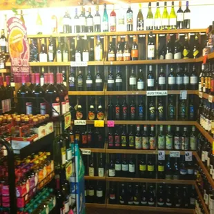 a wide selection of liquor bottles