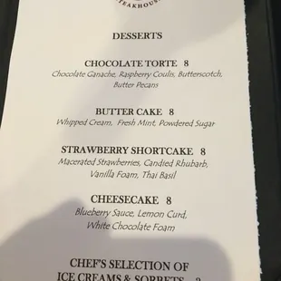 Desert menu hard to choose!
