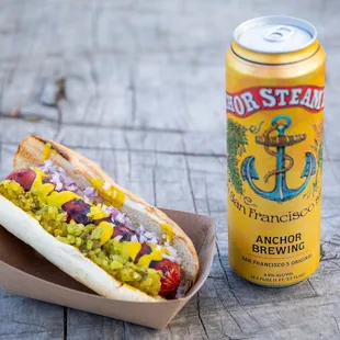 Hot dog and a beer from the General Store