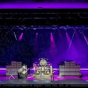 a band performing on stage