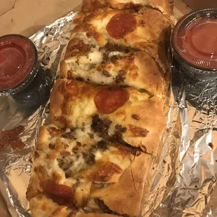 Pepperoni, Sausage and Cheese Stromboli...