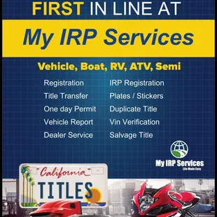 YOUR ALWAYS FIRST IN LINE AT..... My IRP Services