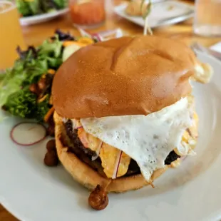 Irregardless burger with fried egg