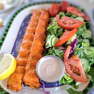 Chicken Koobideh with salad instead of rice....really yummy!