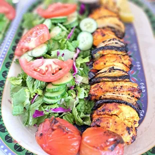 Chicken Shish Kabob with salad instead of rice....yummy!