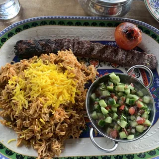 Lobia Polo with One Skewer Koobideh & Shirazi Salad