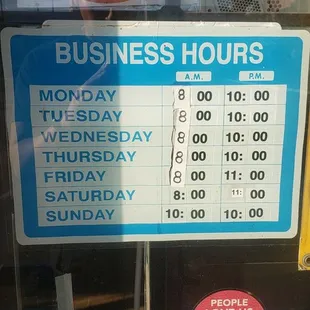 Store Business Hours