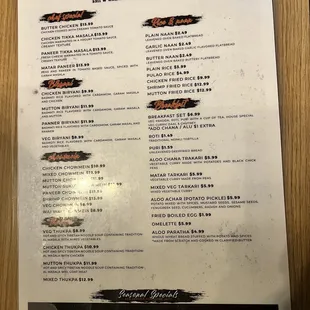 the menu
