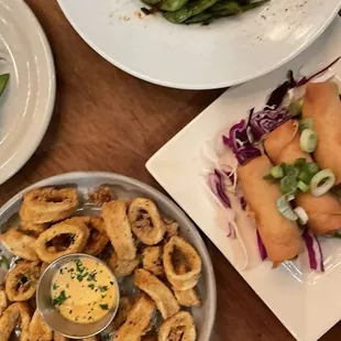 Calamari, Egg Rolls, Edamame (Sorry for the blurry picture!)