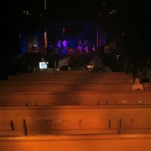 Church pews, theater seats, folding chairs