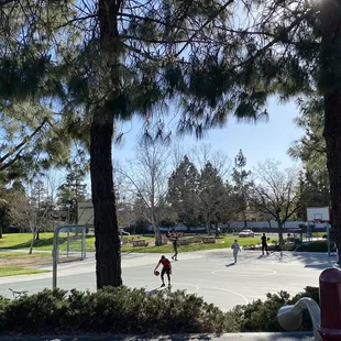 Basketball courts and picnic tables