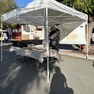  man standing under a tent
