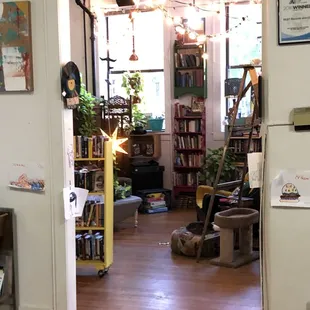 Looking into the books section from the vinyl section