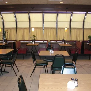 tables and chairs in a restaurant