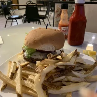 a burger and french fries