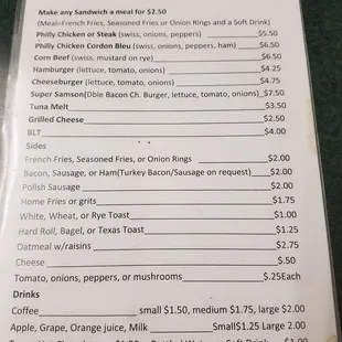 menu