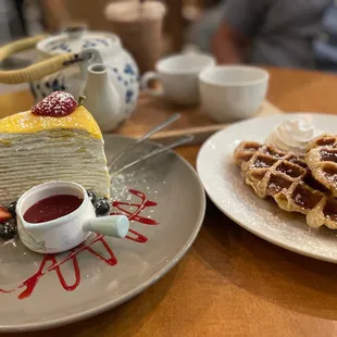 Crepe cake, croissant waffle