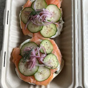 Lox on sesame bagel