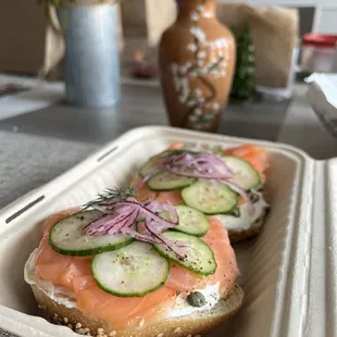 Lox on Sesame bagel