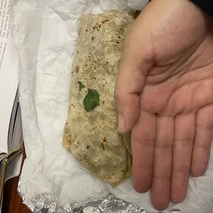 The size of the burrito is small now