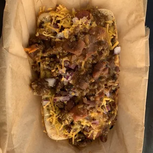 Chili hot dog Isaac's Famous Chili Cheese Dog
