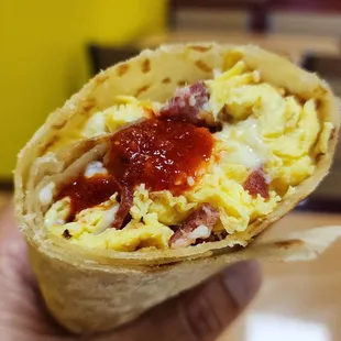 Bacon and Eggs Breakfast Burrito