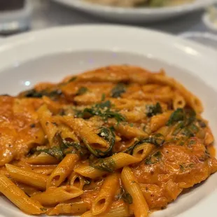 a pasta dish on a white plate