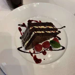 Chocolate cake with raspberry drizzle