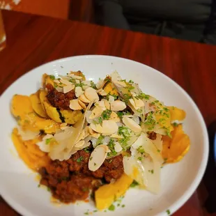 Restaurant Week- Delicata Squash w/chorizo, Marcona almonds, Manchego &amp; honey