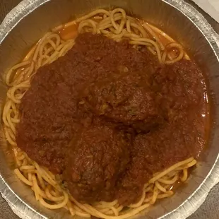 Spaghetti and meatballs
