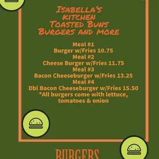 Our famous burger menu
