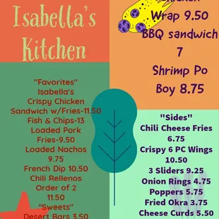 the menu for the restaurant