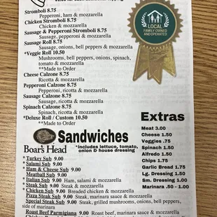 page 3 of menu as of January 2024