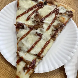 Gross BBQ pizza.  Cold. Gelatin like cheese topped. Ewww   One more try