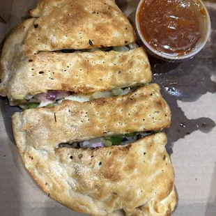 Calzone with Canadian bacon and pineapple