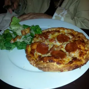 Lunch pizza with Caesar salad