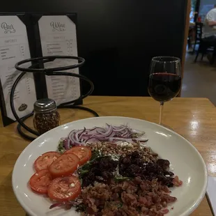 beer and wine menu, mia salad