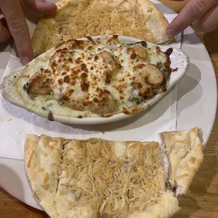 Spinach dip with shrimp appetizer