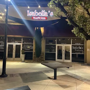 Looking from the parking lot to Isabella's.