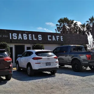 There is a small parking lot.  This is a partial view of it.  Look at the out of state license plates!  Refuge from the cold?