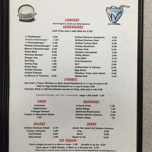 Lunch menu