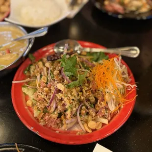 Crispy rice ball croquette salad