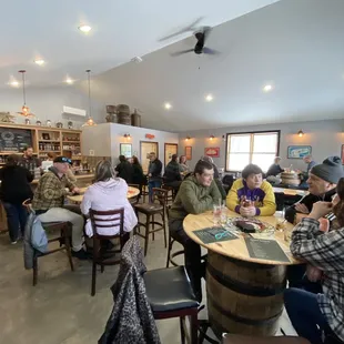 a group of people sitting at a table