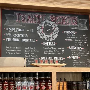 a menu on a blackboard