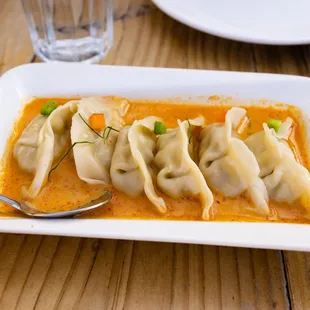 chicken dumplings with curry sauce