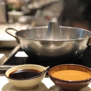 Bowl and dipping sauces