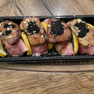Foie gras and toro sushi
