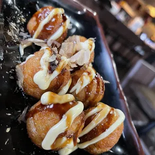 Happy Hour apps! Trying out the Takoyaki!