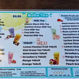 Boba Tea Menu